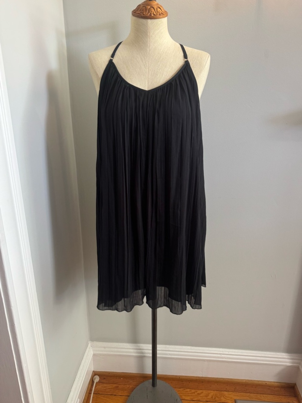 Abercrombie & Fitch Black Pleated Slip Dress with Brand Tags